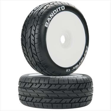 DURATRAX Bandito 1/8 Buggy Tire C2 Mounted White (2)