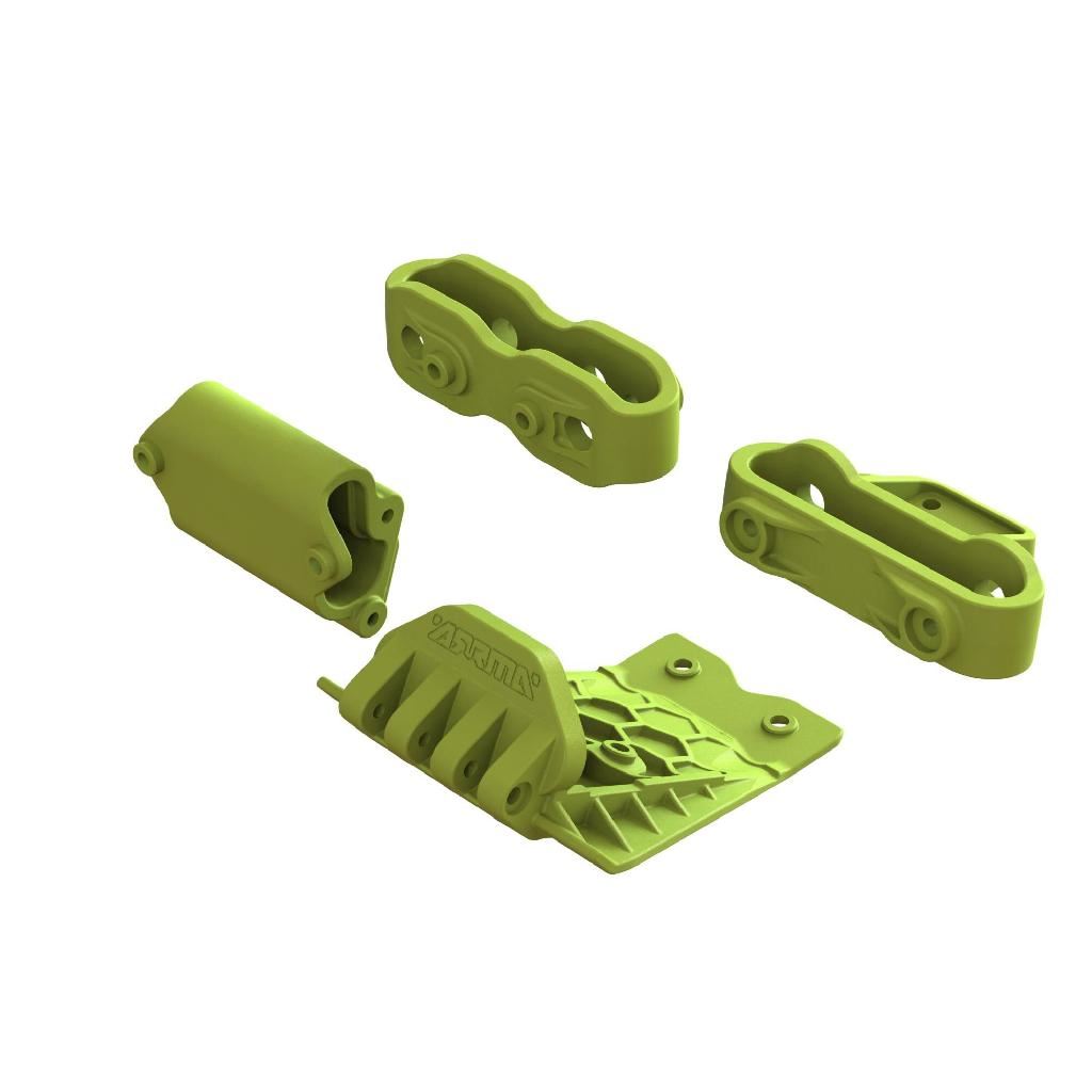 Arrma Lower Skid And Bumper Mount Set - Fluoro Yellow