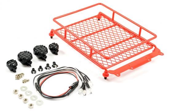 FASTRAX RED ALUMINIUM LUGGAGE RACK w/LED LAMPS L130MM X W110MM