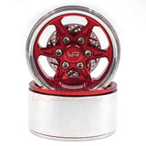 Yeah Racing 1.9 Aluminum CNC BXC 6 Spoke Beadlock Wheel w/ Brake Rotor 2pcs Red