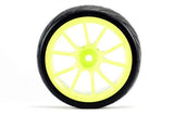 FASTRAX 1/10 STREET/TREAD TYRE 10SP NEON YELLOW WHEEL