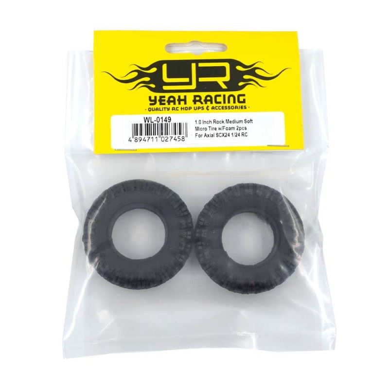 Yeah Racing 1.0 Inch Rock Medium Soft Micro Tire w/ Foam 2pcs For Axial SCX24 1/24 RC