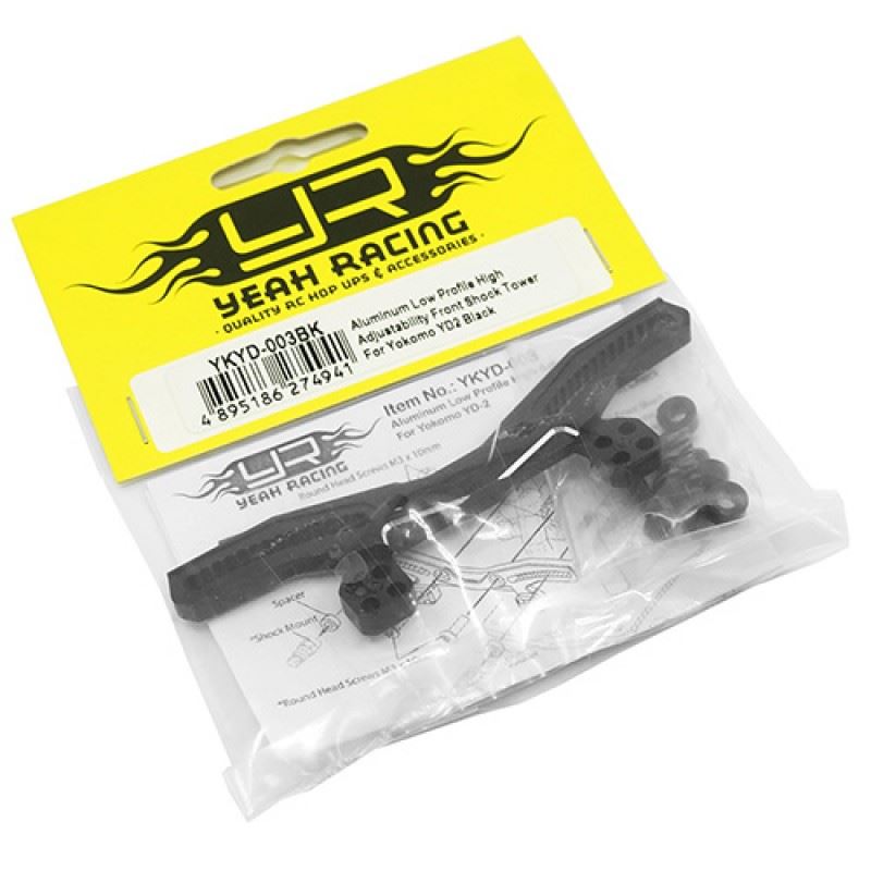 Yeah Racing Aluminum Low Profile High Adjustability Front Shock Tower For Yokomo YD2 YD2S YD2TC Black