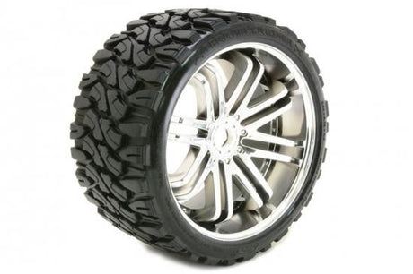 SWEEP TERRAIN CRUSHER BELTED TYRE ON SILVER 17MM WHEELS 1/4 OFFSET