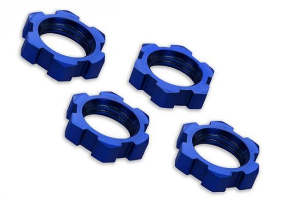 TRAXXAS Wheel nuts, splined, 17mm, serrated (blue-anodised) (4)