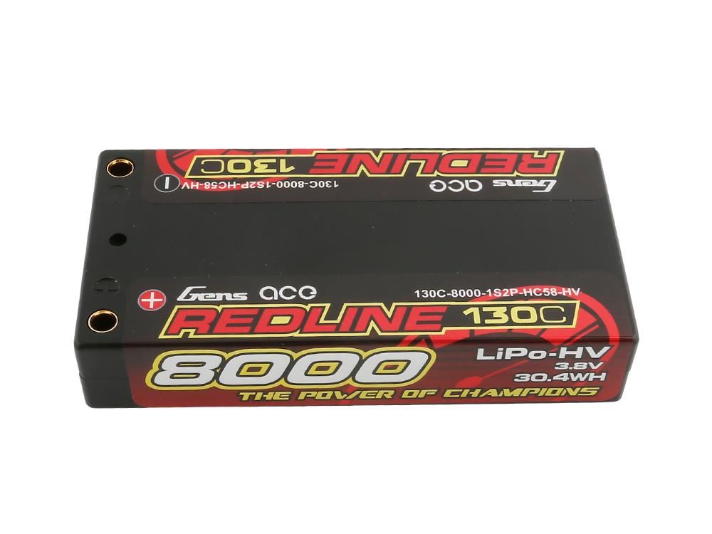 Gens Ace Li-Po HV Car Hard Case 1S2P 3.8V 8000mAh 130C RL Short 5mm