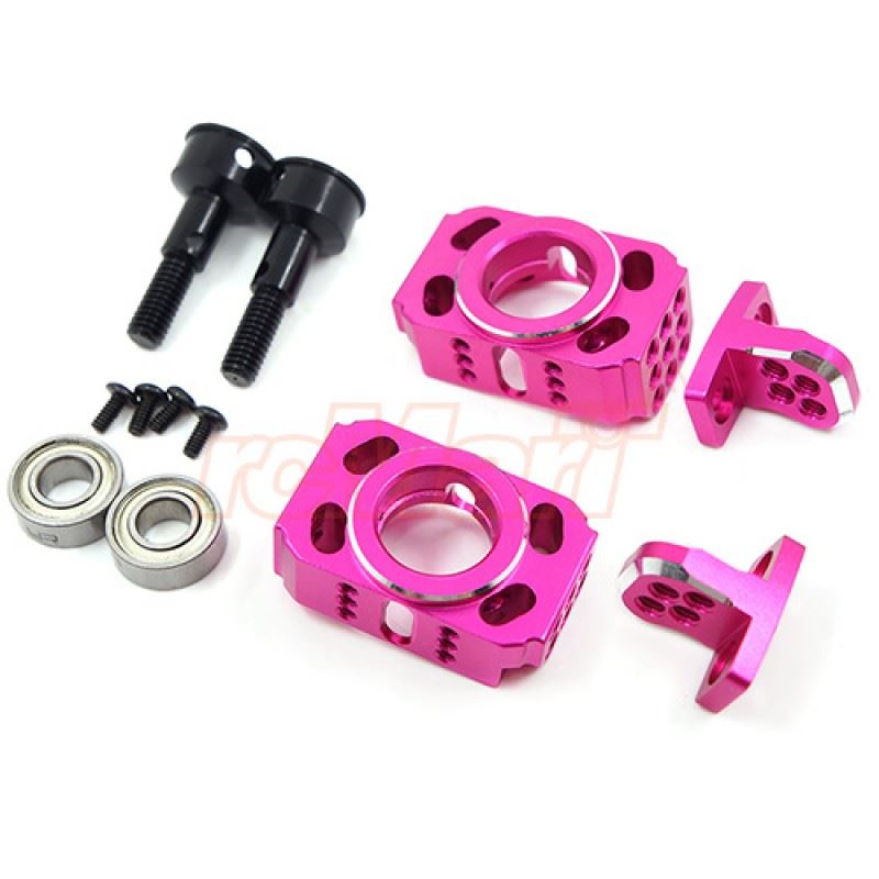 Yeah Racing Aluminum High KPI Adjustability Steering Suspension Knuckle For 3Racing Sakura D4 Pink