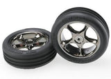 TRAXXAS Tires & wheels, assembled (Tracer 2.2" black chrome wheels,