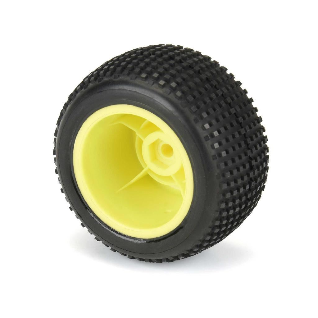 Proline 1/18 Hole Shot Front/Rear Mini-T Tires Mounted 8mm Yellow Wh