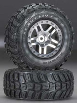 TRAXXAS Tires & wheels:SCT Split-Spoke sat.chr/blk b'lock w/Kumho