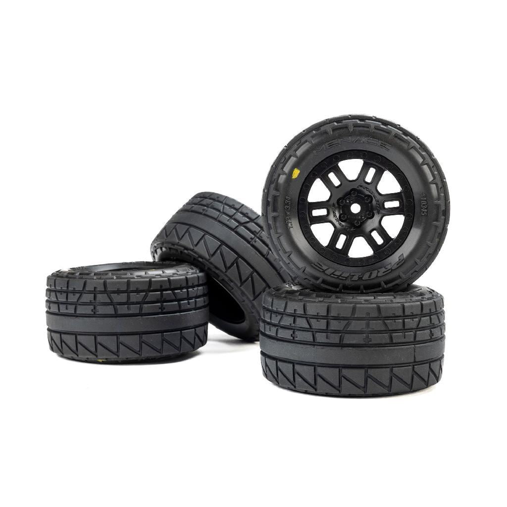 Pro-Line Menace Front/Rear Street Tires Mounted 12Mm Black Split Six