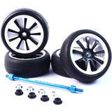 Yeah Racing Aluminum Stylish Spinning Rims (4pcs) BK 9-Spoke Tire Set w/ Tire Holder for 1:10 RC Touring Cars