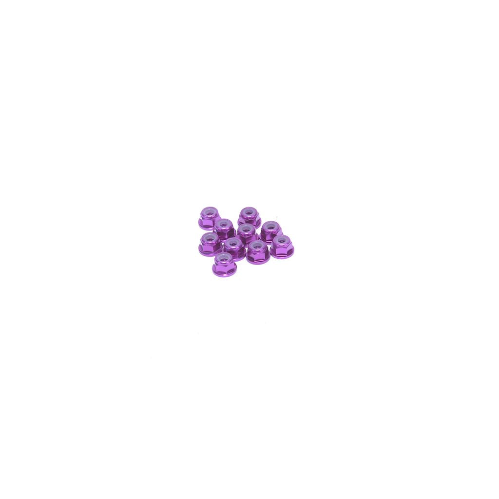 M3 Flanged Nyloc Nut - Purple - 10Pcs