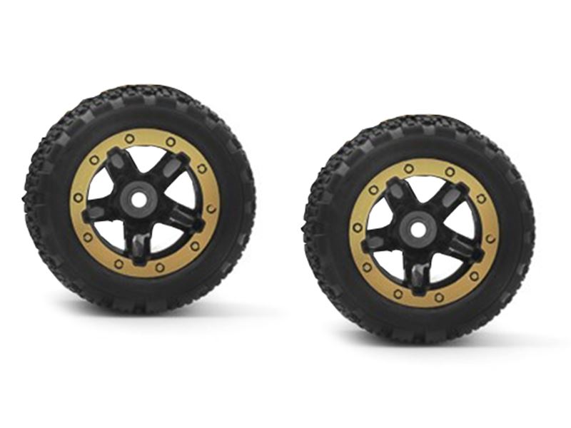 BlackZon Slyder ST Wheels/Tires Assembled (Black/Gold)