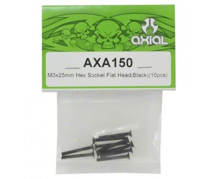 AXIAL Hex Sckt Flat Head M3x25mm Black Oxide (10)