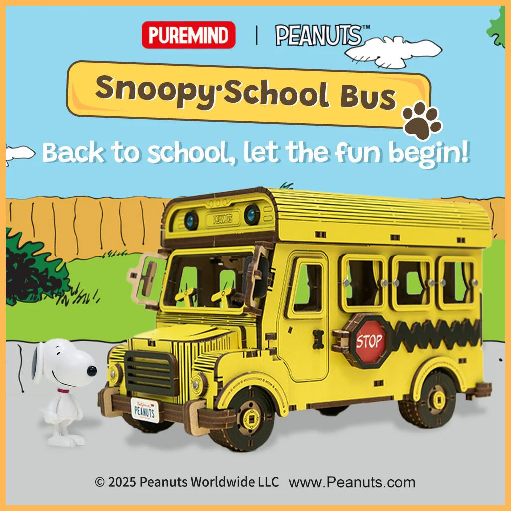Puremind Peanuts™ Snoopy Yellow School Bus