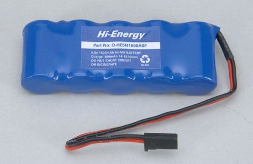 Hi-Energy 6V 1600mAh "A" Ni-MH Rx Pack (Flat)