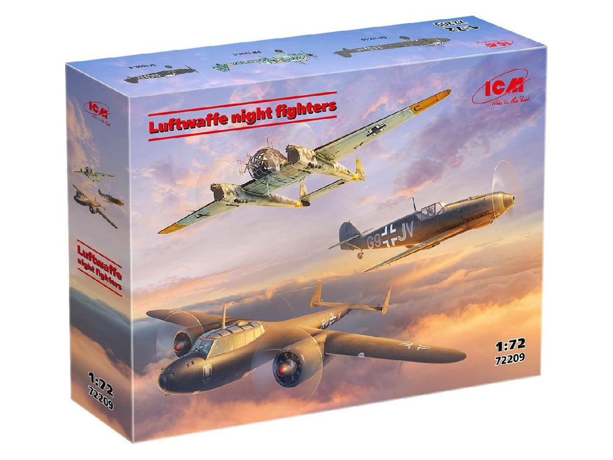 Icm Set Of 3 Luftwaffe Night Fighters (Bf 109E-4, Do 172-10 Kauz Ii, Fw 189A-1)