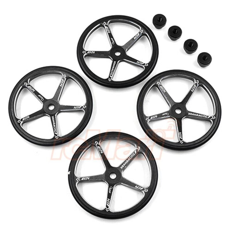 Yeah Racing Aluminum Set Up Wheels For 1:10 M Chassis Black