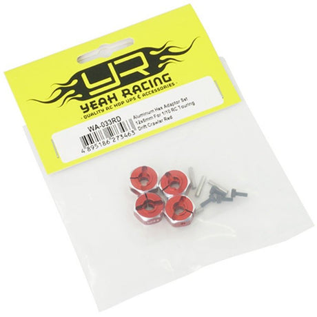 Yeah Racing Aluminum Hex Adaptor Set 12x6mm For 1/10 RC Touring Drift Crawler Red