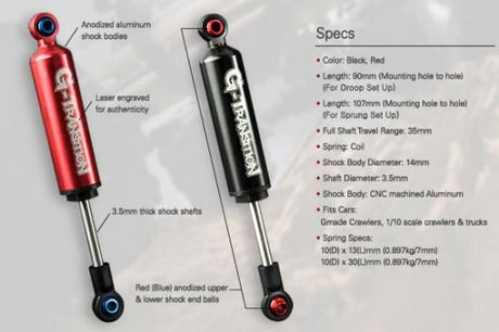 GMADE G-TRANSITION SHOCK BLACK 90MM (4) FOR 1/10 CRAWLER