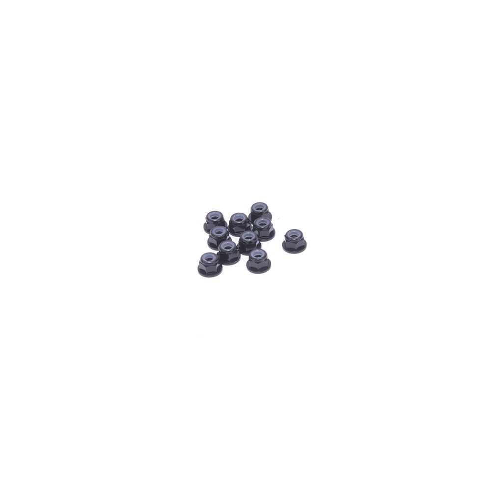 M3 Flanged Nyloc Nut - Black - 10Pcs