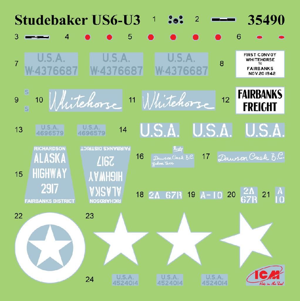 Icm Wwii U.S. Military Vehicles, G7117, Studebaker Us6-U3, Studebaker Us6-U5 (Set Of 3 Trucks)