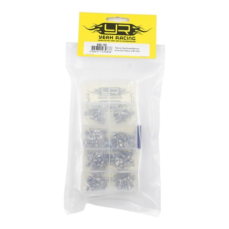 Yeah Racing Titanium Hex Socket Machine Screw Set (150Pcs) W/Mini Box