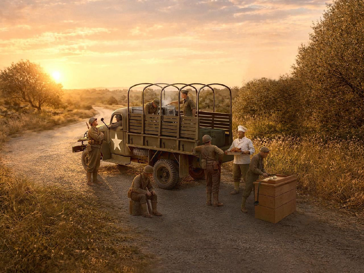Icm Festive Dinner On The Front Line (U.S. Wwii G7117 Kitchen Truck, Figures & Accessories)