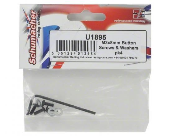 Schumacher M3x8mm Button Screws & Washers pk4
