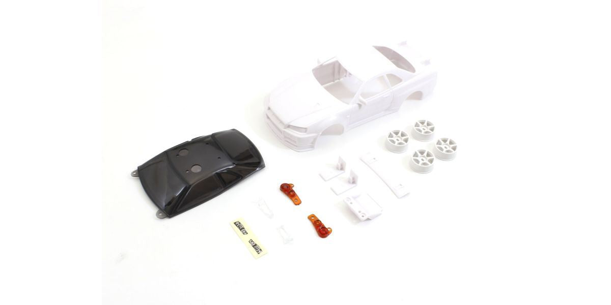 Bodyshell Nissan Skyline Gt-R R34 Mini-Z + 4Wd Rims (White Body)