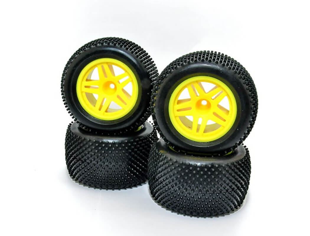 Hobao Hyper Tt Truck Tyres Mounted Yellow Wheel (4Pcs)
