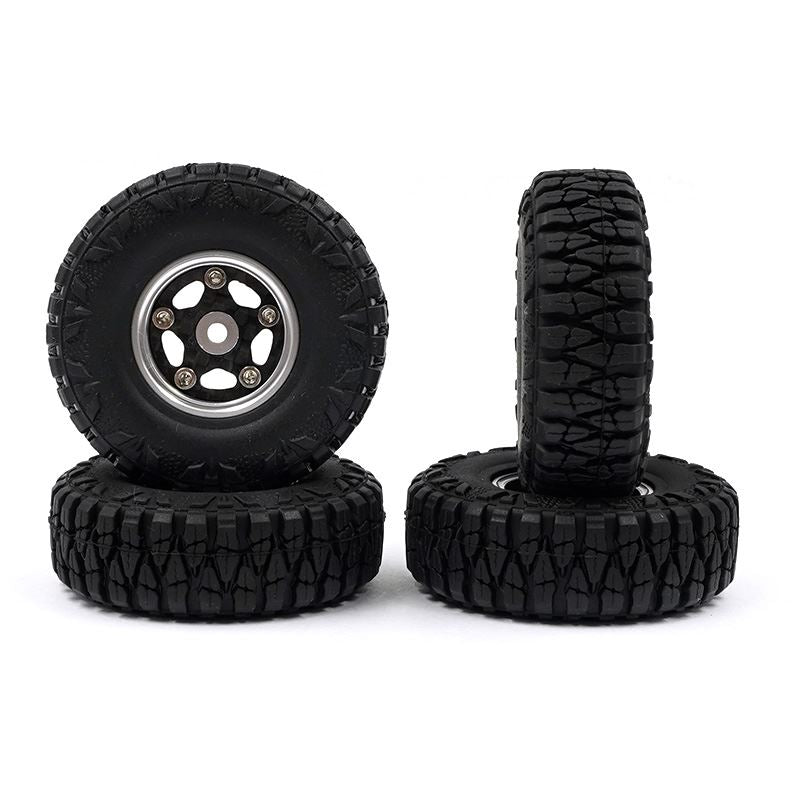 Yeah Racing Aluminum CNC 5 Spoke w/ Graphite Beadlock Wheel Set For Axial SCX24 Element Enduro24