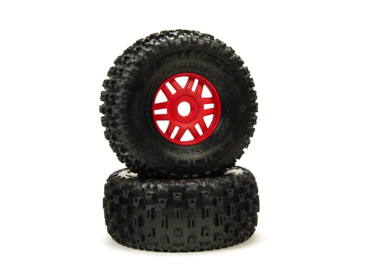 Arrma DBOOTS 'Fortress' Tire Set Glued (Red) (2pcs)