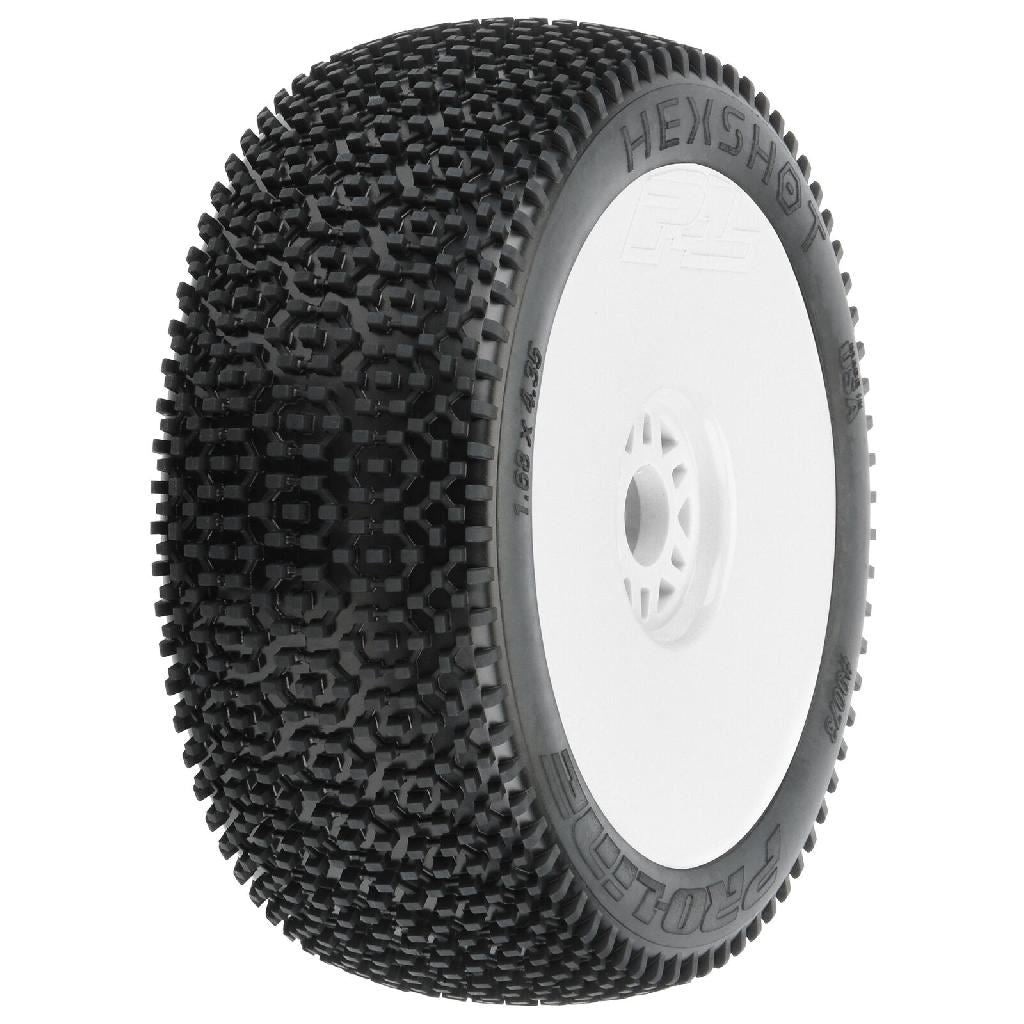 Proline 1/8 Hex Shot S3 Front/Rear Buggy Tires Mounted 17mm White (2