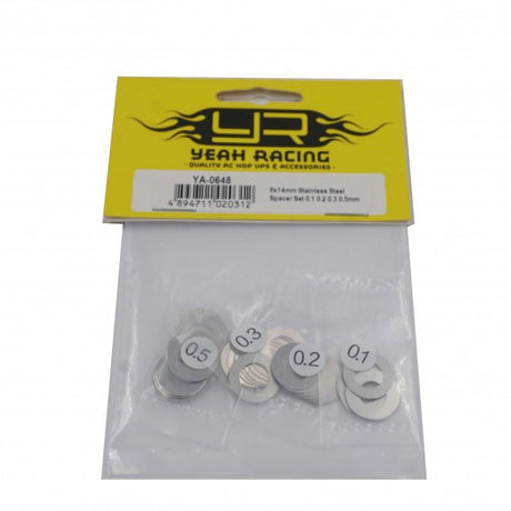 Yeah Racing 8x14mm Stainless Steel Spacer Set 0.1 0.2 0.3 0.5mm