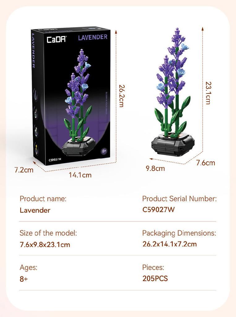 Cada Lavender Building Block Planter - 205 Pcs