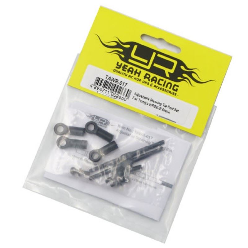 Yeah Racing Adjustable Steering Tie-Rod Set For Tamiya WR02CB Black