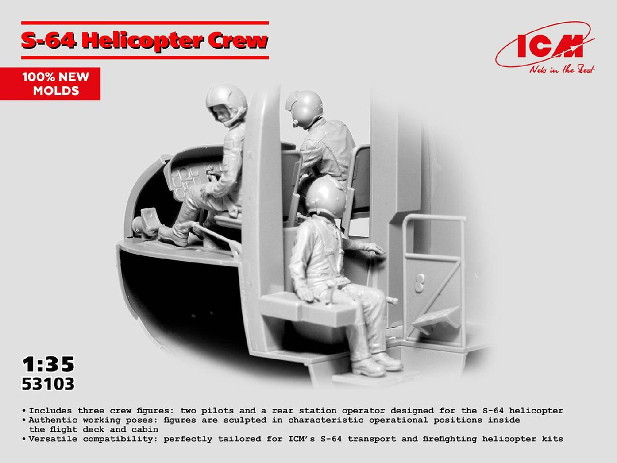 Icm S-64 Helicopter Crew (3 Figures)