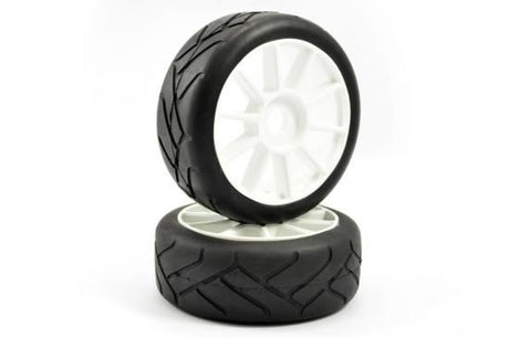 FASTRAX 1/8TH PREMOUNTED SLICK TYRES 'GRID IRON/10 SPOKE'