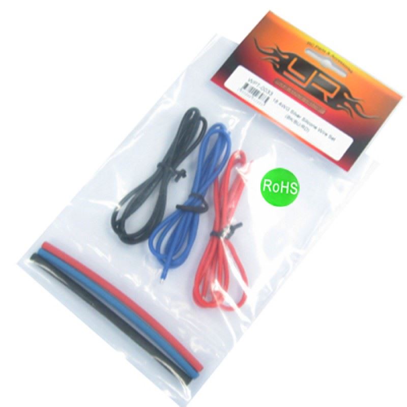 Yeah Racing 18AWG Silver Silicone Wire Set (BK/BU/RD)