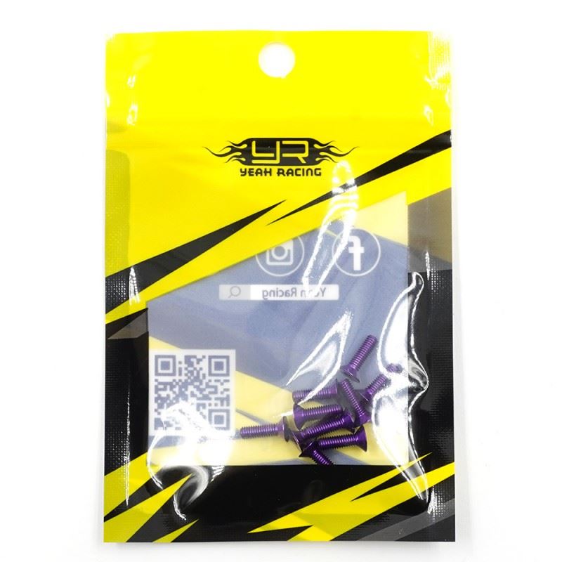 Yeah Racing Aluminum 7075 3X10Mm Hex Socket Flat Head Screws 10Pcs Purple