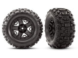 Traxxas Sledgehammer Tyres Mounted on Black Wheels with Foam Inserts (2pcs) (TSM Rated)