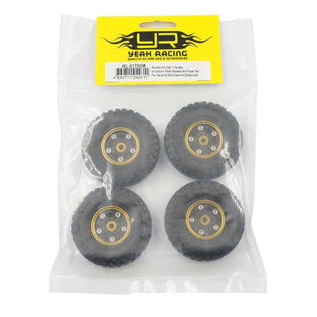 Yeah Racing Aluminum CNC 5 Spoke w/ Graphite Beadlock Wheel Set For Axial SCX24 Element Enduro24