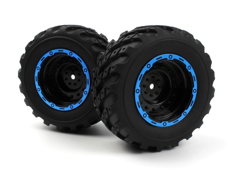 Smyter Mt Wheels/Tires Assy (Black/Blue/2Pcs)