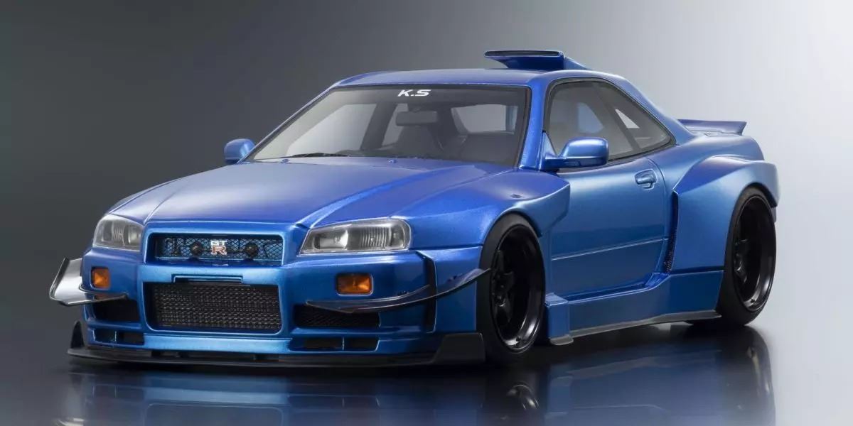 Kyosho 1:18 Samurai Collection Skyline Gt-R R34 Khyzyl Saleem Blue