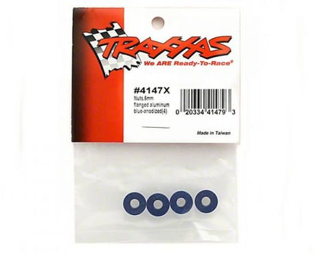 TRAXXAS Nuts, 5mm flanged nylon locking (aluminium, blue-anodised)(4