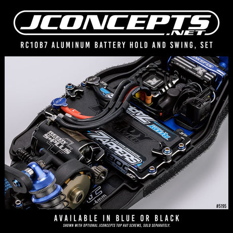 Rc10B7 Aluminum Battery Hold And Swing Set - Blue