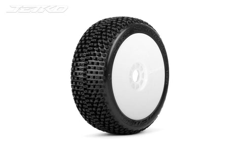 Jetko Dirt Slinger Super Soft 1:8 Buggy Pre-Glued White Revo Rims (2)