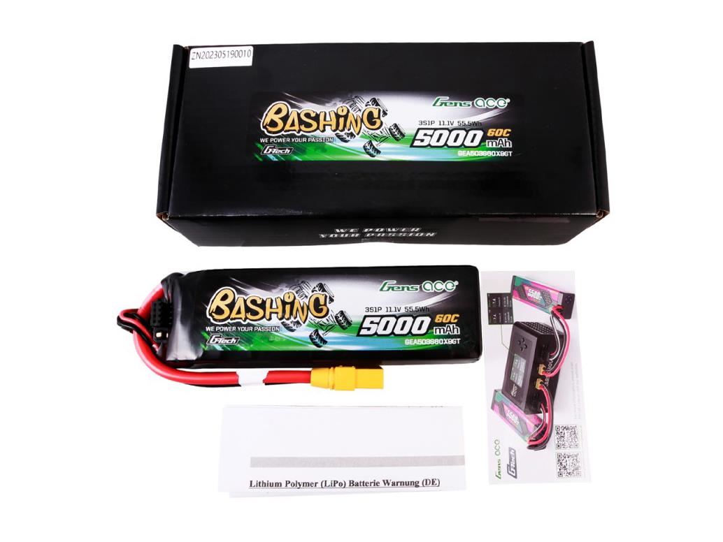 Gens Ace Li-Po Car G-Tech 3S 11.1V 5000mAh 60C Bashing with XT90